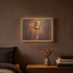 Microfoon - Bruin - Klassiek Light Box met batterij (Wandlamp) middel -sfeer4