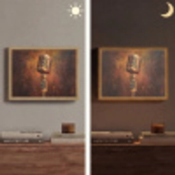 Microfoon - Bruin - Klassiek Light Box met batterij (Wandlamp) middel -sfeer3