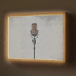 Microfoon - Vintage - Illustratie - Grijs Light Box met batterij (Wandlamp) middel -z3d_website