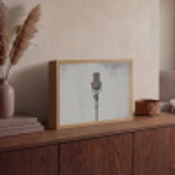 Microfoon - Vintage - Illustratie - Grijs Light Box met batterij (Wandlamp) middel -sfeer2