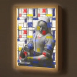 Melkmeisje - Mondriaan - Collage Light Box met batterij (Wandlamp) middel -z3d_website