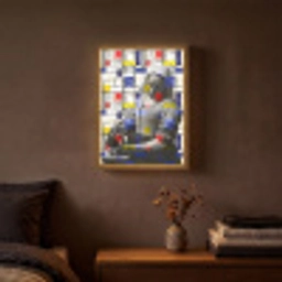 Melkmeisje - Mondriaan - Collage Light Box met batterij (Wandlamp) middel -sfeer4