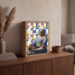 Melkmeisje - Mondriaan - Collage Light Box met batterij (Wandlamp) middel -sfeer2