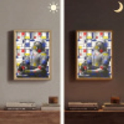 Melkmeisje - Mondriaan - Collage Light Box met batterij (Wandlamp) middel -sfeer3