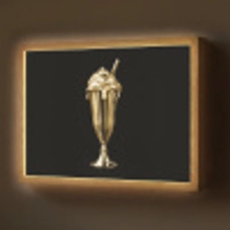 Milkshake - Goud - Drinken - Zwart Light Box met batterij (Wandlamp) middel -z3d_website
