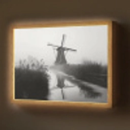 Molen - Weerspiegeling - Landschap - Water Light Box met batterij (Wandlamp) middel -z3d_website
