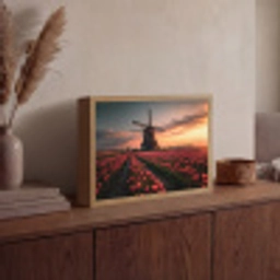 Molen - Zonsondergang - Tulpen - Rood Light Box met batterij (Wandlamp) middel -sfeer2