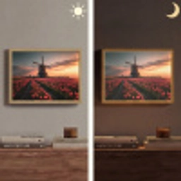 Molen - Zonsondergang - Tulpen - Rood Light Box met batterij (Wandlamp) middel -sfeer3