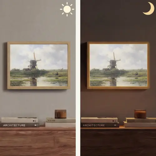 Molen - Willem Roelofs - Oude meesters - Kunst Light Box met batterij (Wandlamp) middel -sfeer3
