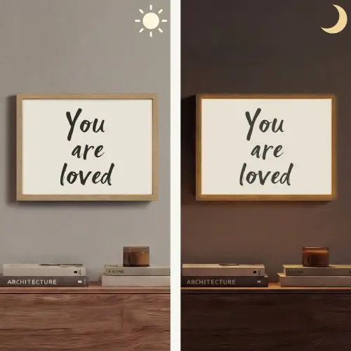 Minimalistisch - Beige - Love Light Box met batterij (Wandlamp) middel -sfeer3