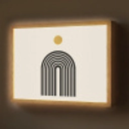 Minimalistisch - Zwarte boog - Gouden cirkel Light Box met batterij (Wandlamp) middel -z3d_website