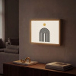 Minimalistisch - Zwarte boog - Gouden cirkel Light Box met batterij (Wandlamp) middel -sfeer1