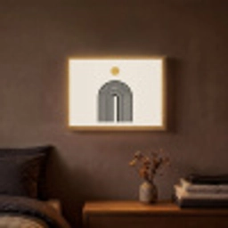 Minimalistisch - Zwarte boog - Gouden cirkel Light Box met batterij (Wandlamp) middel -sfeer4