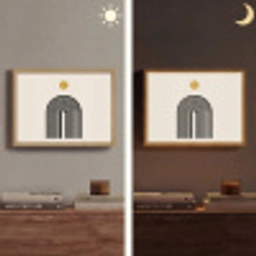 Minimalistisch - Zwarte boog - Gouden cirkel Light Box met batterij (Wandlamp) middel -sfeer3