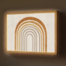 Minimalistisch - Boog - Lijnen - Beige Light Box met batterij (Wandlamp) middel -z3d_website