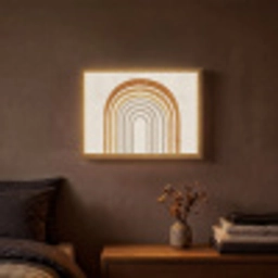 Minimalistisch - Boog - Lijnen - Beige Light Box met batterij (Wandlamp) middel -sfeer4