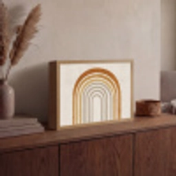 Minimalistisch - Boog - Lijnen - Beige Light Box met batterij (Wandlamp) middel -sfeer2