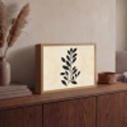 Minimalistisch - Tak - Bladeren - Zwart Light Box met batterij (Wandlamp) middel -sfeer2