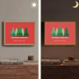 Minimalistisch - Kerstbomen - Rood - Sneeuw Light Box met batterij (Wandlamp) middel -sfeer3