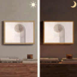 Minimalistisch - Cirkel - Lichtgrijs Light Box met batterij (Wandlamp) middel -sfeer3