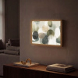 Minimalistisch - Cirkels - Penseelstreken - Beige Light Box met batterij (Wandlamp) middel -sfeer1