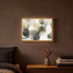 Minimalistisch - Cirkels - Penseelstreken - Beige Light Box met batterij (Wandlamp) middel -sfeer4