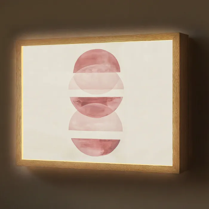 Minimalistisch - Cirkels - Roze Light Box met batterij (Wandlamp) middel -z3d_website