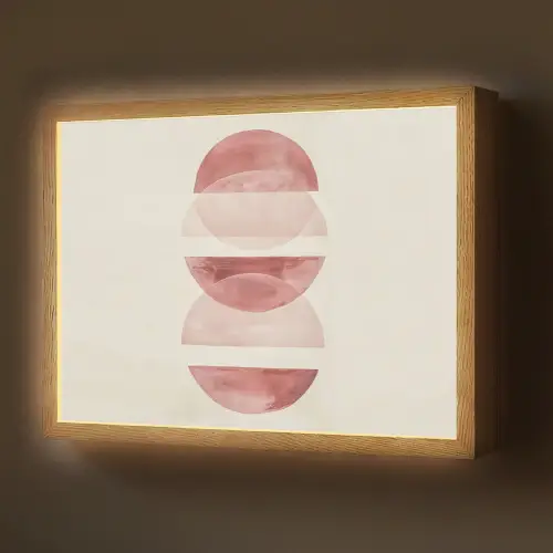 Minimalistisch - Cirkels - Roze Light Box met batterij (Wandlamp) middel -z3d_website