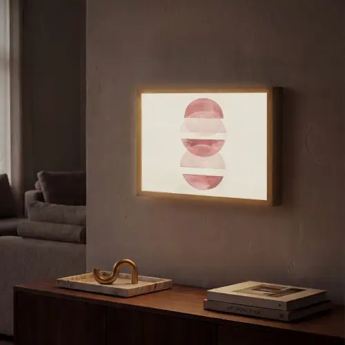 Minimalistisch - Cirkels - Roze Light Box met batterij (Wandlamp) middel -sfeer1