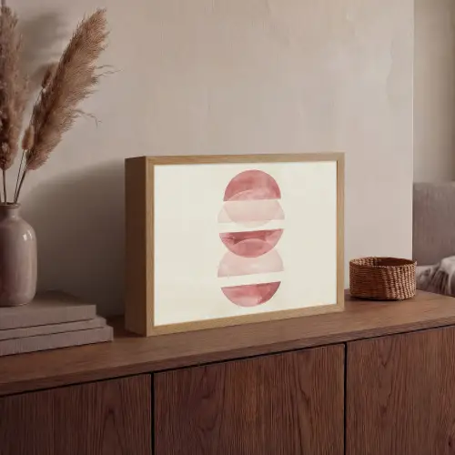 Minimalistisch - Cirkels - Roze Light Box met batterij (Wandlamp) middel -sfeer2
