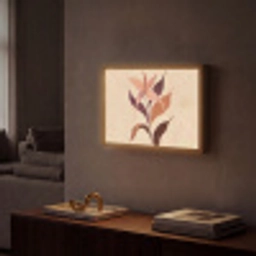 Minimalistisch - Bloem - Bladeren - Beige Light Box met batterij (Wandlamp) middel -sfeer1