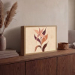 Minimalistisch - Bloem - Bladeren - Beige Light Box met batterij (Wandlamp) middel -sfeer2