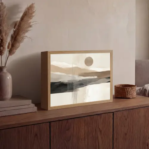 Minimalistisch - Landschap - Dimensie Light Box met batterij (Wandlamp) middel -sfeer2