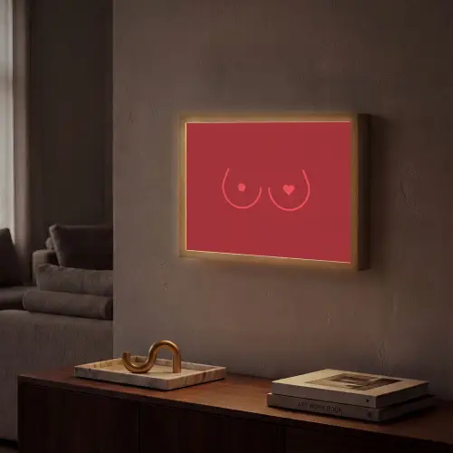 Minimalistisch - Lijnillustratie - Rood Light Box met batterij (Wandlamp) middel -sfeer1