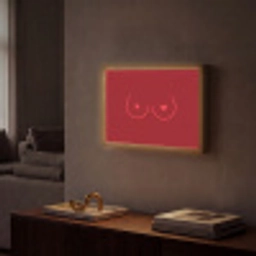 Minimalistisch - Lijnillustratie - Rood Light Box met batterij (Wandlamp) middel -sfeer1