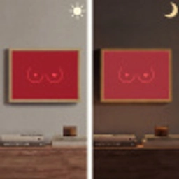 Minimalistisch - Lijnillustratie - Rood Light Box met batterij (Wandlamp) middel -sfeer3