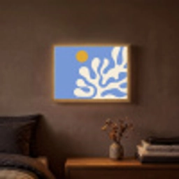 Minimalistisch - Organisch patroon - Blauw Light Box met batterij (Wandlamp) middel -sfeer4