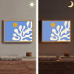 Minimalistisch - Organisch patroon - Blauw Light Box met batterij (Wandlamp) middel -sfeer3
