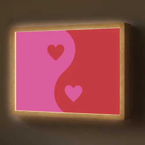 Minimalistisch - Rood - Roze - Hartjes Light Box met batterij (Wandlamp) middel -z3d_website