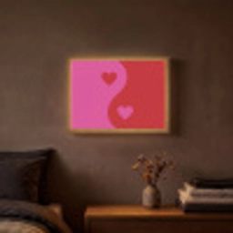 Minimalistisch - Rood - Roze - Hartjes Light Box met batterij (Wandlamp) middel -sfeer4