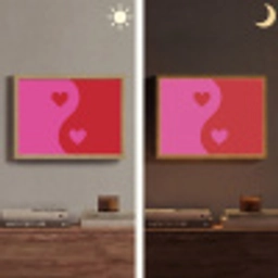 Minimalistisch - Rood - Roze - Hartjes Light Box met batterij (Wandlamp) middel -sfeer3