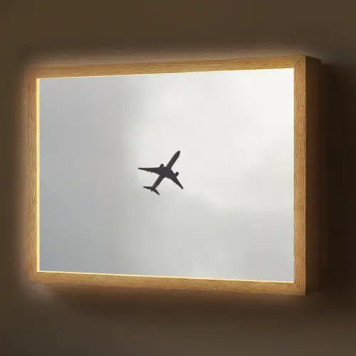 Minimalistisch - Silhouet - Zwart - Vliegtuig Light Box met batterij (Wandlamp) middel -z3d_website