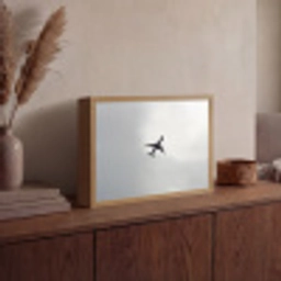 Minimalistisch - Silhouet - Zwart - Vliegtuig Light Box met batterij (Wandlamp) middel -sfeer2