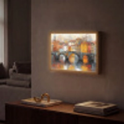 Gracht - Huizen - Kunst - Art Light Box met batterij (Wandlamp) middel -sfeer1