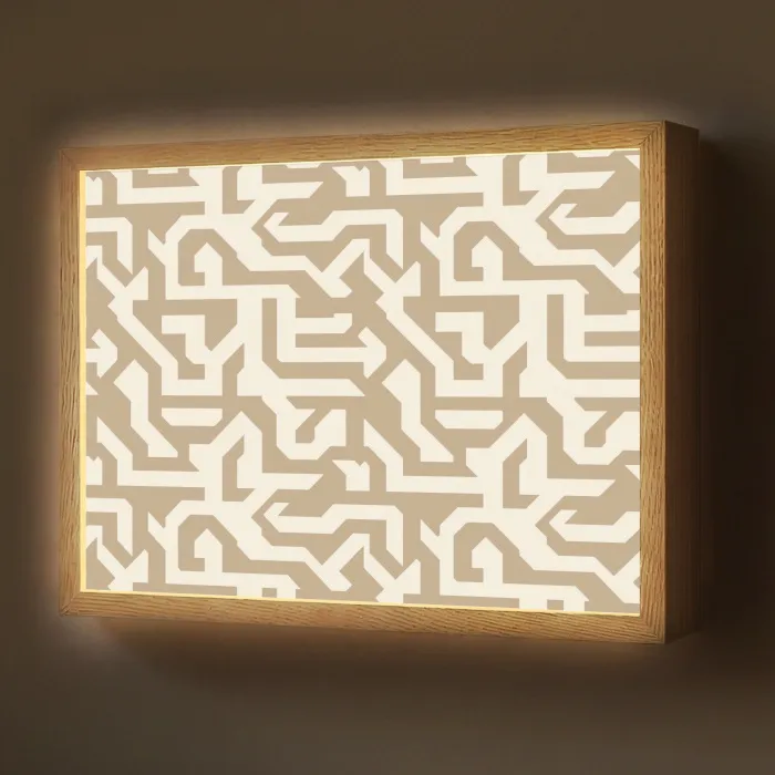 Modern - Abstract - Beige Light Box met batterij (Wandlamp) middel 907 -z3d_website