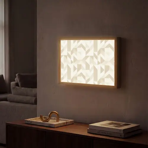 Modern - Abstract - Beige Light Box met batterij (Wandlamp) middel 907 -sfeer1