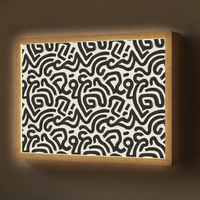 Modern - Abstract - Zwart Light Box met batterij (Wandlamp) middel 907 -z3d_website
