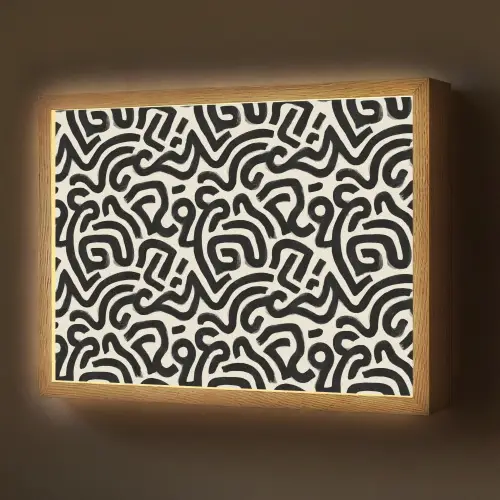 Modern - Abstract - Zwart Light Box met batterij (Wandlamp) middel 907 -z3d_website