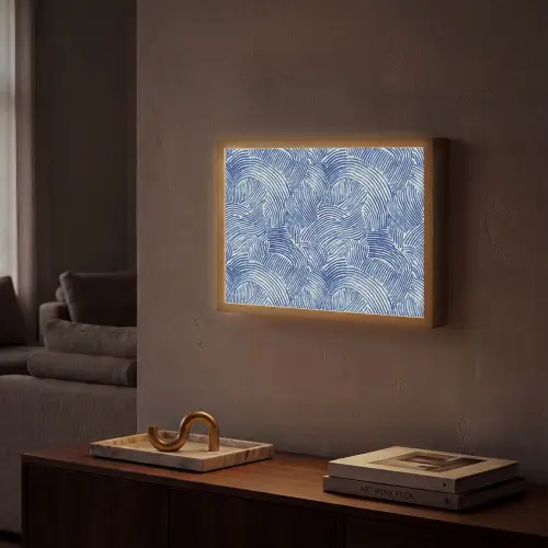 Modern - Abstract - Blauw Light Box met batterij (Wandlamp) middel 907 -sfeer1