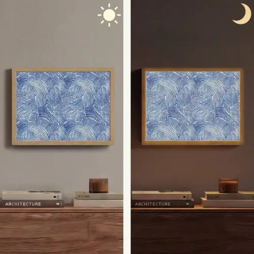 Modern - Abstract - Blauw Light Box met batterij (Wandlamp) middel 907 -sfeer3